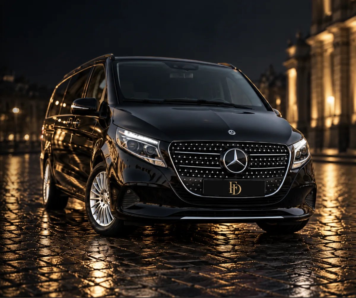 Mercedes Classe V FirstDriver de nuit sur les pavés de Bordeaux